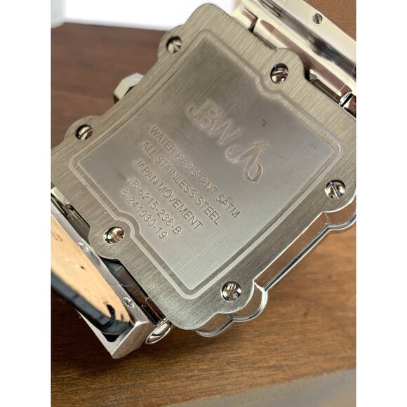 JBW Men's Watch JB6215 Phantom Diamond Quartz Silver Square 42mm Black Leather - Picture 6 of 14